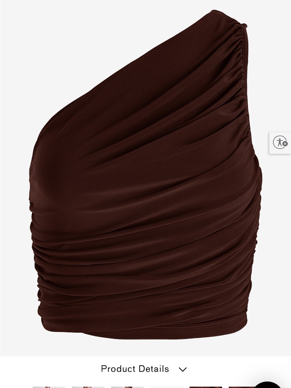 Express Fitted One Shoulder Ruched Cropped Tank in Rich Mocha Brown